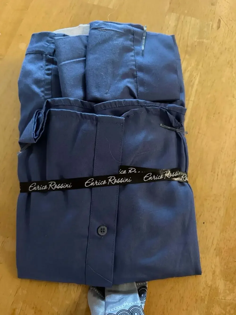 Enrico Rossini Boys Blue Dress Shirt With Matching Tie And Pocket Square Size 5